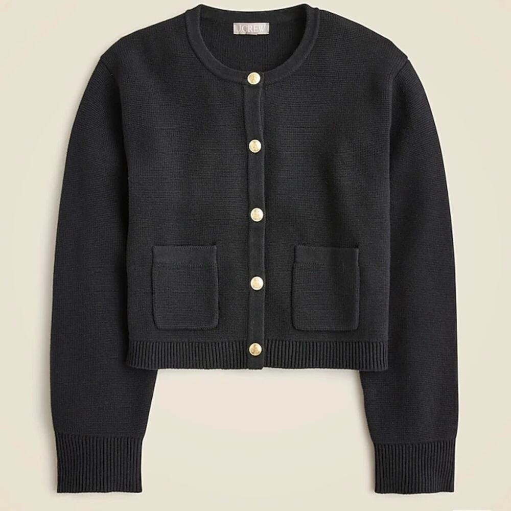 J. Crew Emilie Long Sleeve Button Front Knit Cardigan Sweater Black Womens S NWT - Picture 3 of 12